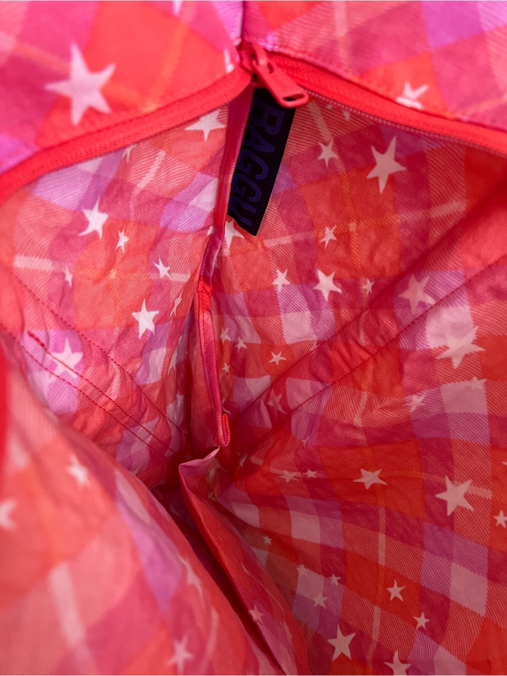 BAGGU Cloud Bag Pink Star Plaid - Picture 3 of 5